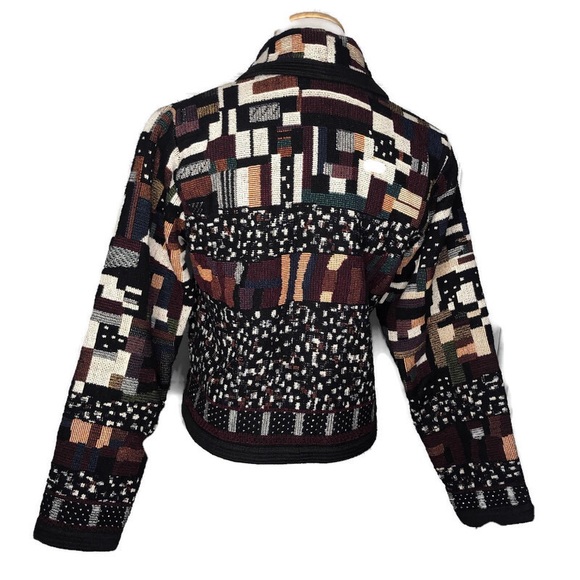 Vintage 90’s Mixed Media Woven Blanket Blazer - Picture 2 of 6